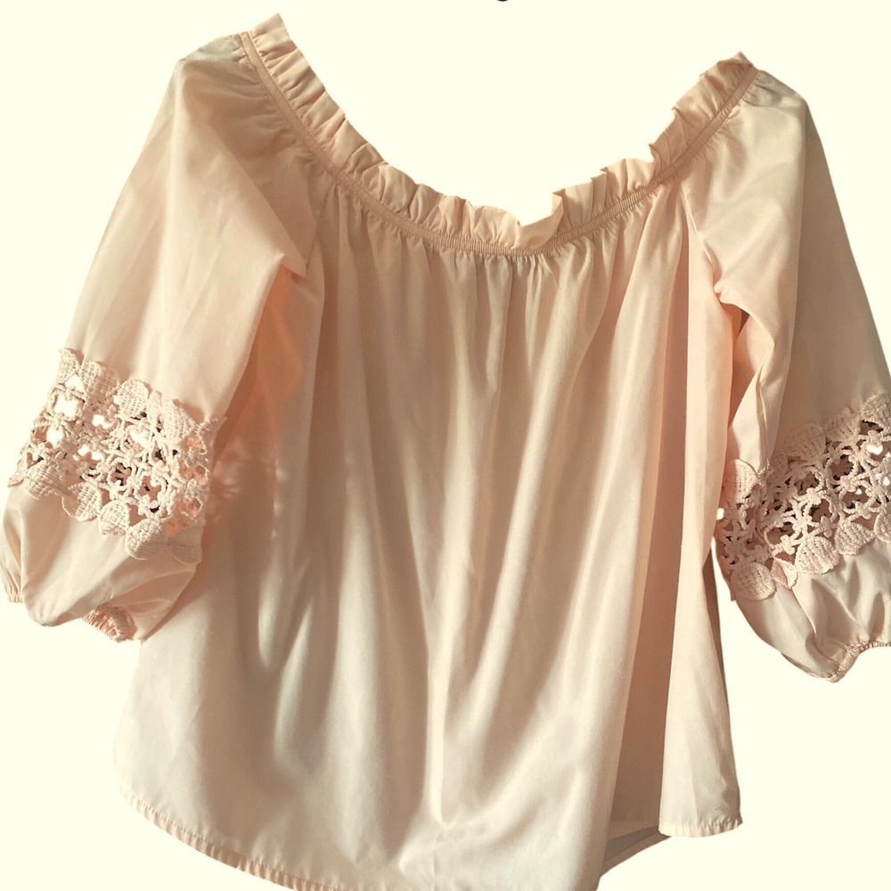 Off Shoulder Blouse Crochet Sleeve Tasselโ Top Boho Chic Summer Size M